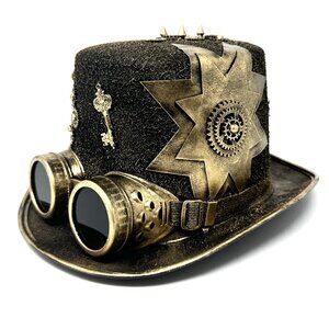 Steampunk Top Hat Metallic Scientist Time Traveler Halloween Costume Cosplay Hat
